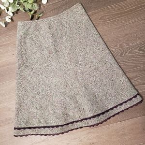 Boden Wool A-Line Tweed Lined Textured Skirt 12